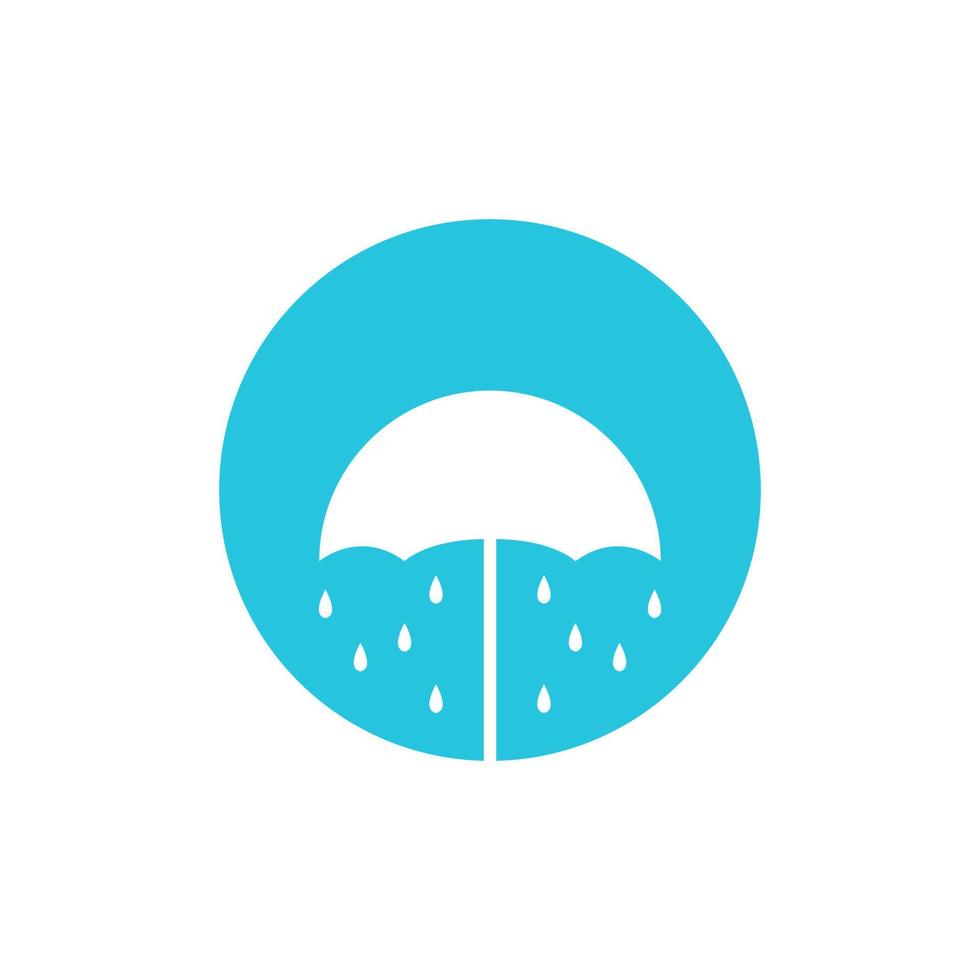 cercle d'espace négatif avec création de logo de pluie de parapluie, illustration d'icône de symbole graphique vectoriel idée créative