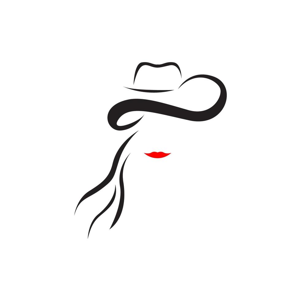 femmes féminines avec chapeau beau logo design graphique vectoriel symbole icône illustration idée créative