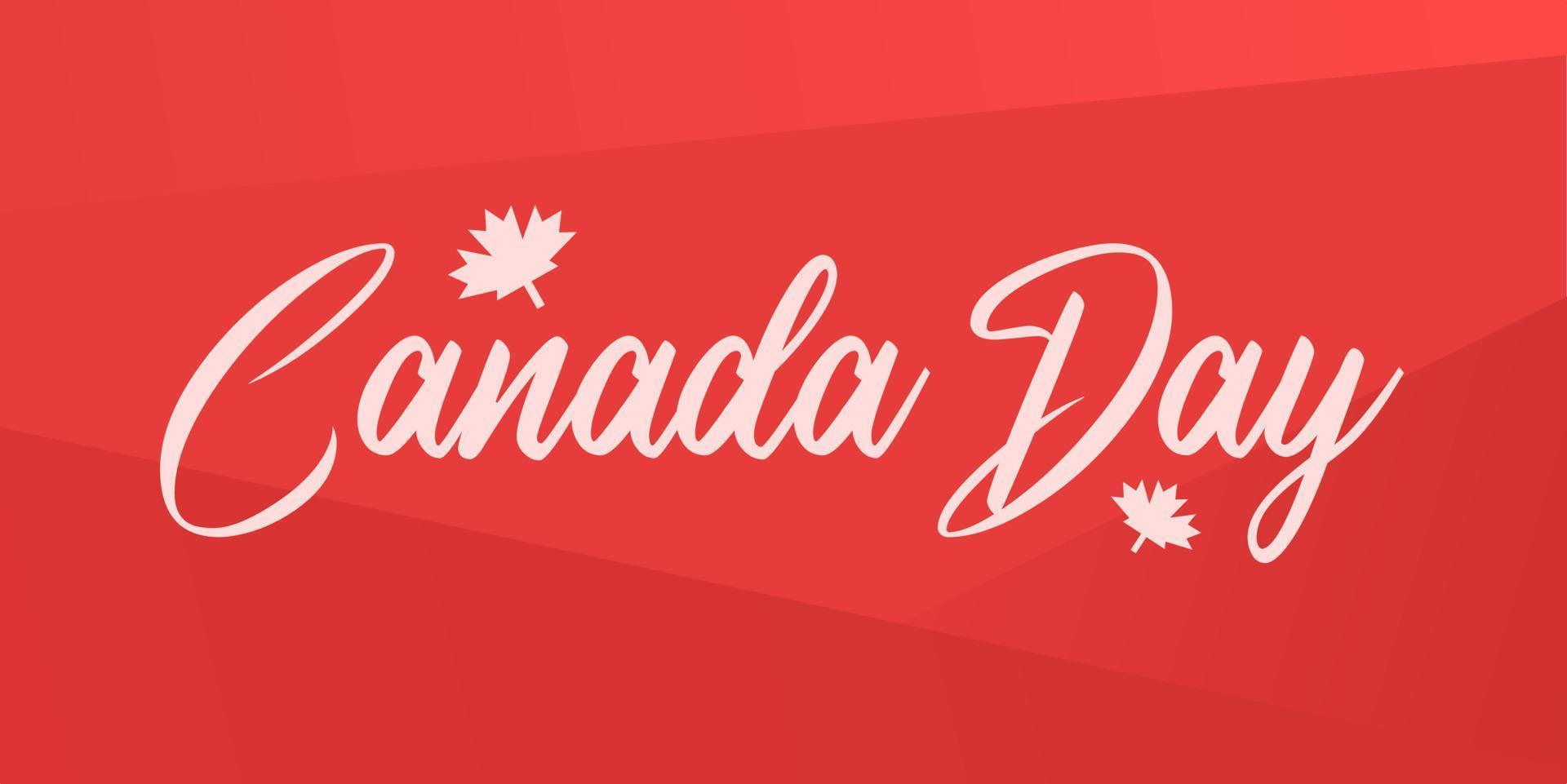 bannière rouge dégradé avec inscription de la fête du canada et feuille d'érable pour la fête du canada le 1er juillet vecteur