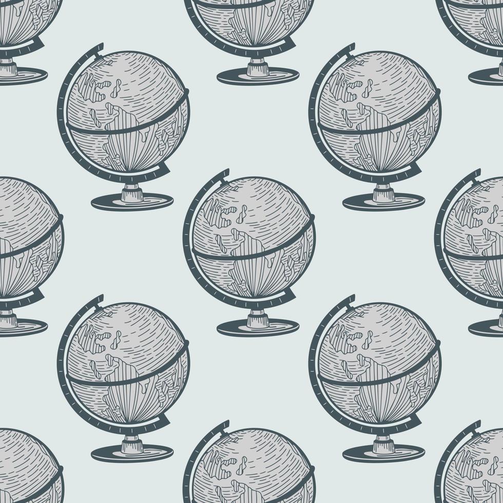 le modèle sans couture gravé globe. arrière-plan vintage ancienne terre d'atlas dans un style dessiné à la main. vecteur