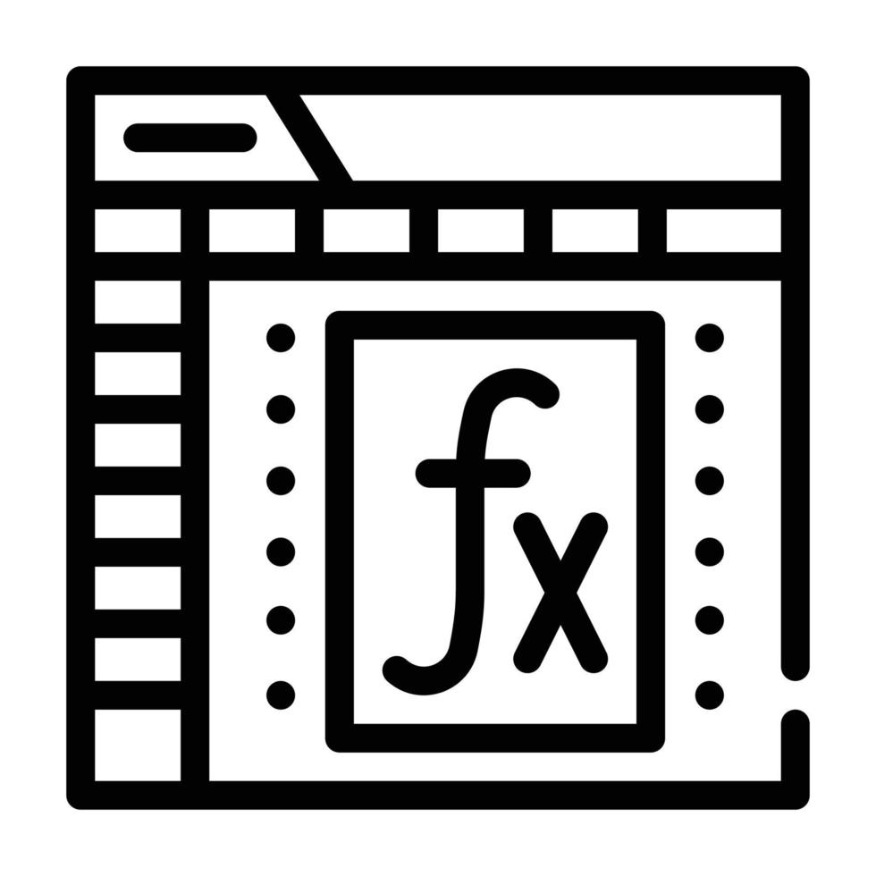 formule et fonction icône de ligne de document électronique illustration vectorielle vecteur