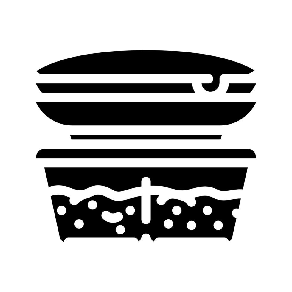 ensemble d'aliments cuits cantine glyphe icône illustration vectorielle vecteur