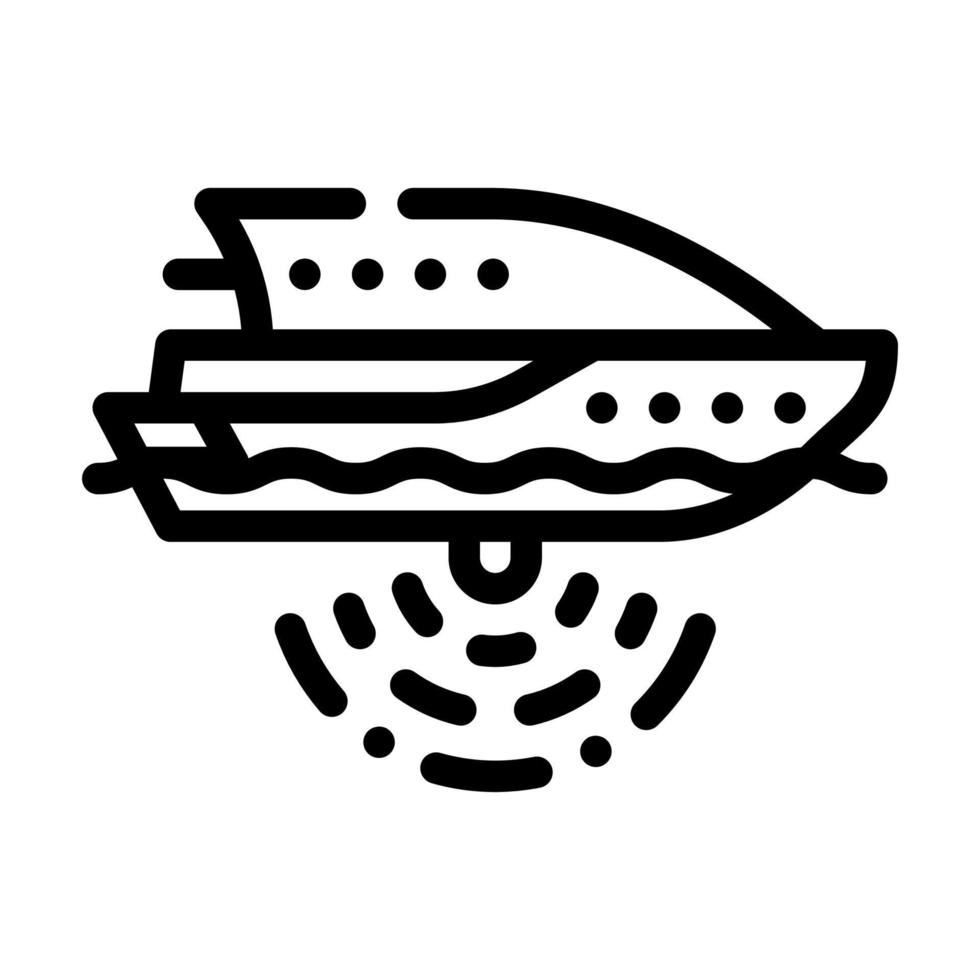 navire avec illustration vectorielle d'icône de ligne de sonar de fond marin vecteur