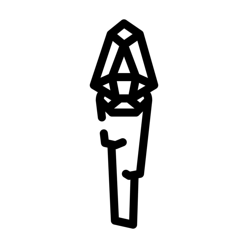 torche avec illustration vectorielle d'icône de ligne de pierre magique vecteur