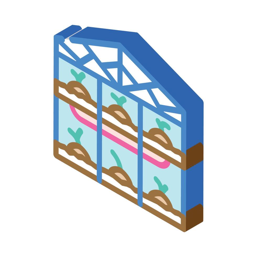 illustration vectorielle d'icône isométrique de construction de terres agricoles à effet de serre vecteur