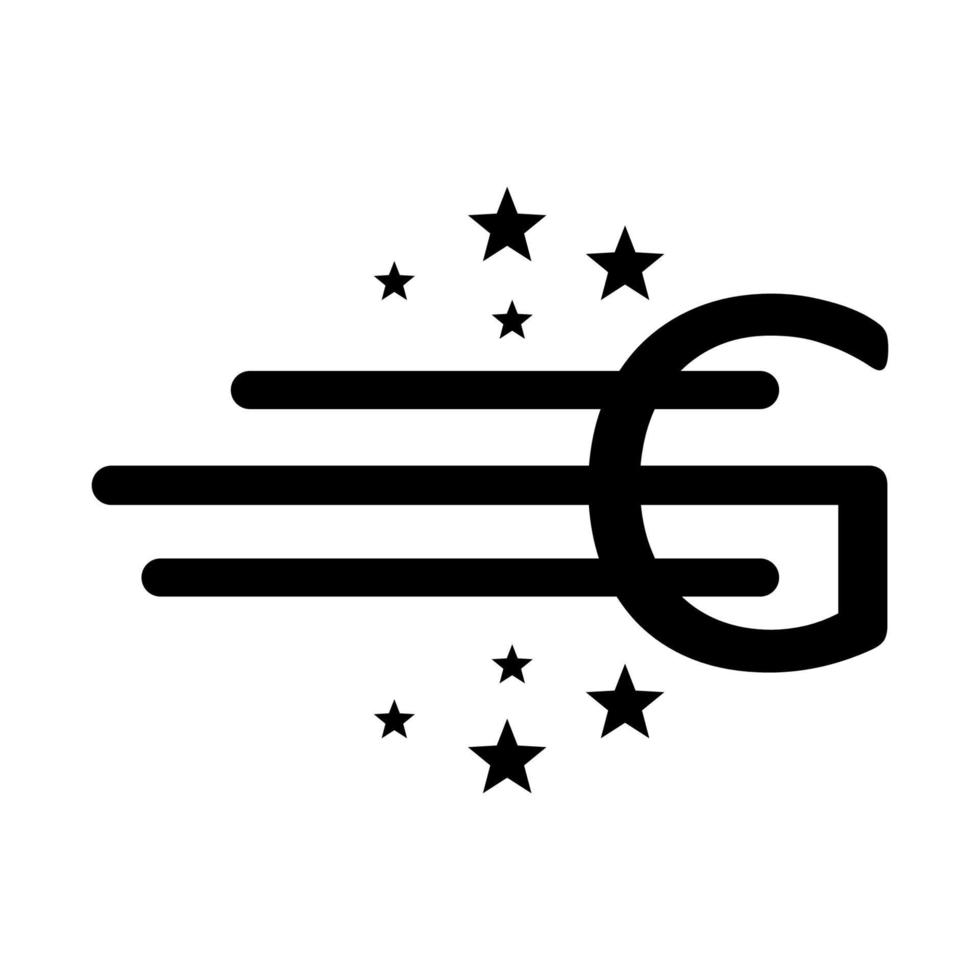 icône de logo de vitesse et d'étoiles de style moderne g vecteur