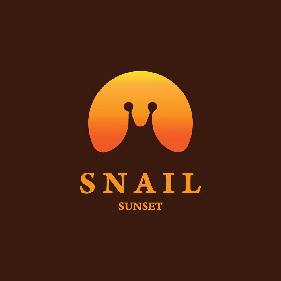 logo coucher de soleil escargot. illustration vectorielle. vecteur