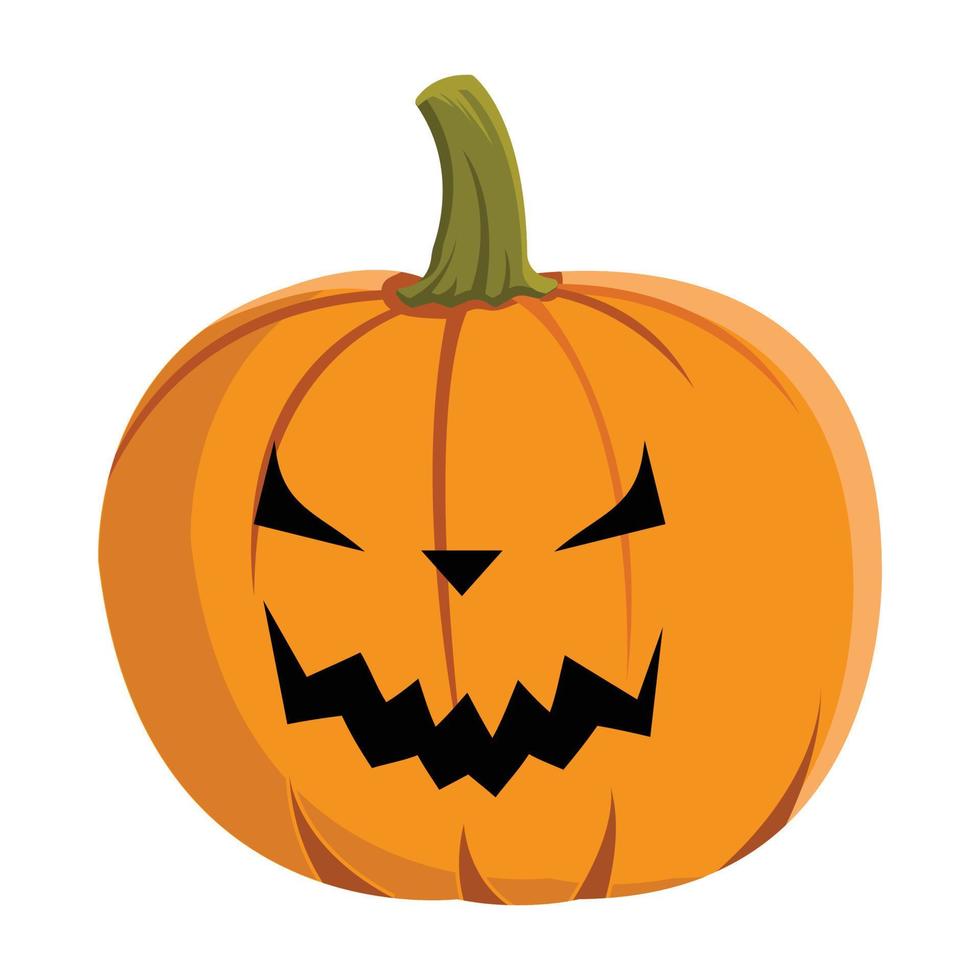 conception de lanterne citrouille avec un visage maléfique sur fond blanc pour halloween. conception de lanterne de citrouille avec des yeux effrayants pour l'événement d'halloween avec la couleur orange et verte. conception d'éléments d'halloween. vecteur