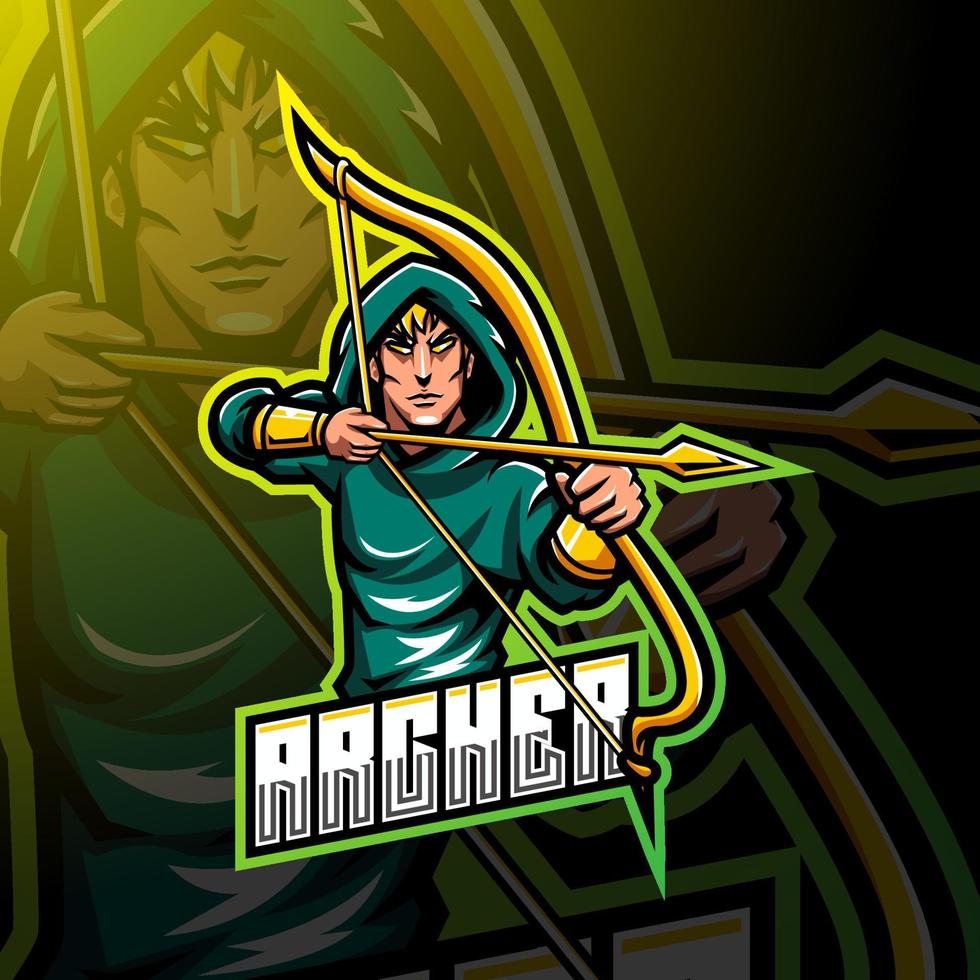 création de logo de mascotte archer esport vecteur