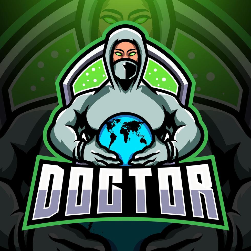 le logo de la mascotte du docteur esport vecteur