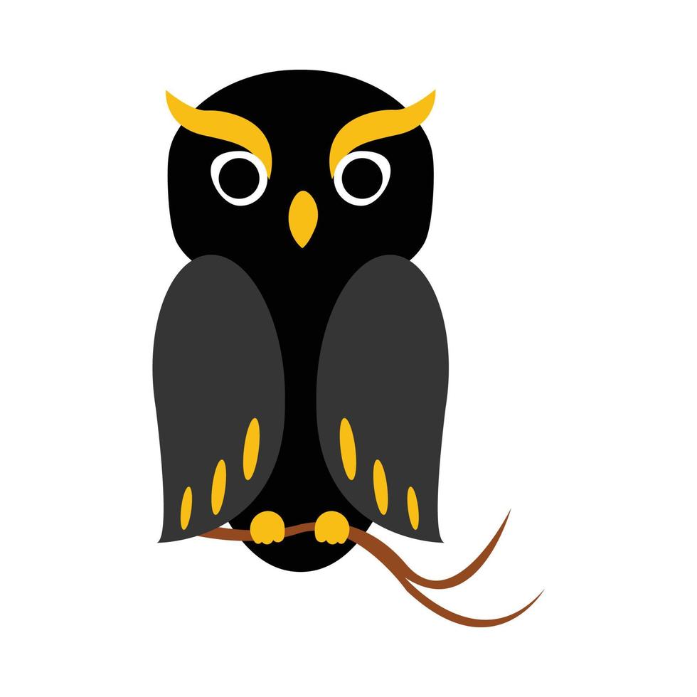 hibou effrayant d'halloween avec une nuance de couleur noir et jaune foncé. conception de hibou noir halloween sur fond blanc. conception effrayante pour l'illustration vectorielle de l'événement halloween. vecteur