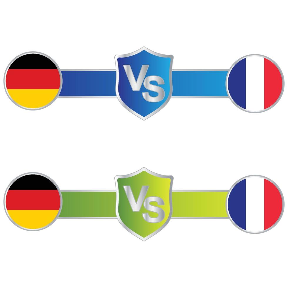 tableau de bord france vs allemagne diffusé avec un modèle de tiers inférieur de couleur bleue et verte pour des sports comme le football et le football. tableau de bord d'illustration vectorielle diffusé modèle tiers inférieur pour le sport. vecteur