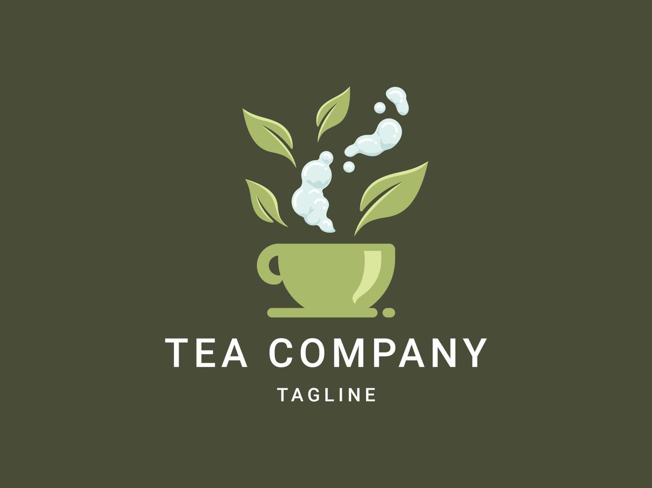 feuille verte tasse à thé simple logo vecteur icône symbole conception graphique illustration