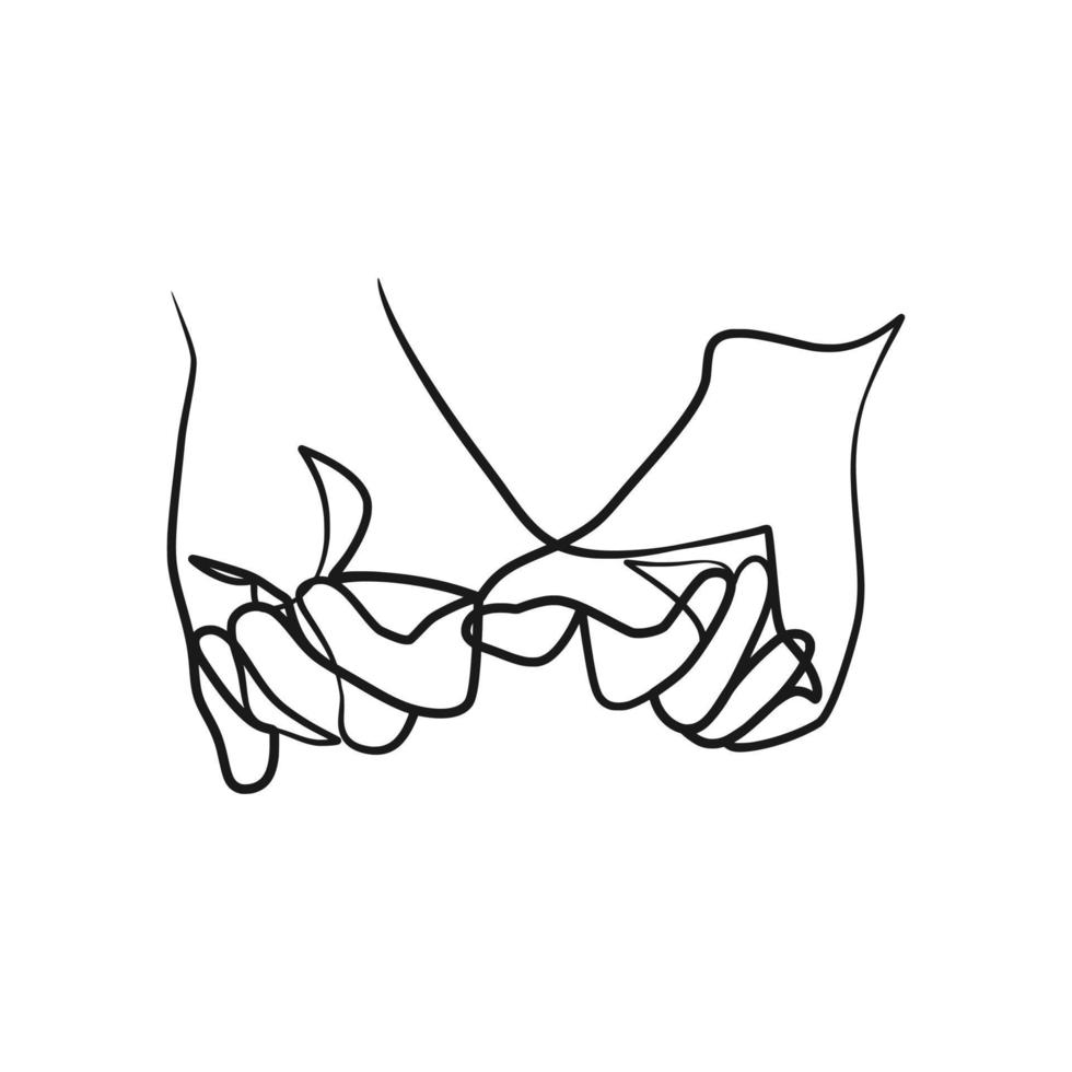 dessin continu d'un dessin au trait couple de mains vecteur