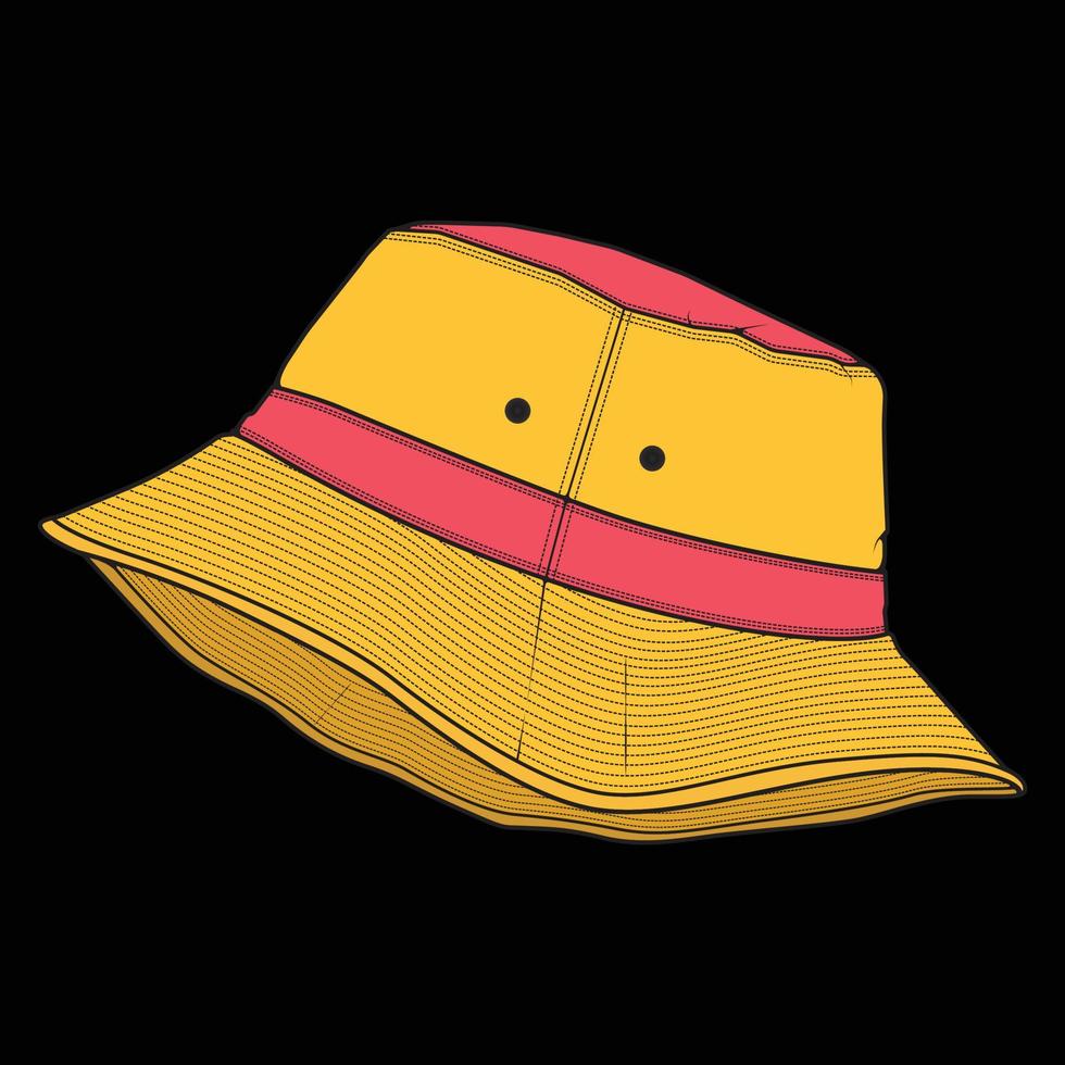 vecteur de bloc de couleur de contour de chapeau de seau, chapeau de seau dans un style de couleur, contour de modèle de formateurs, illustration vectorielle.
