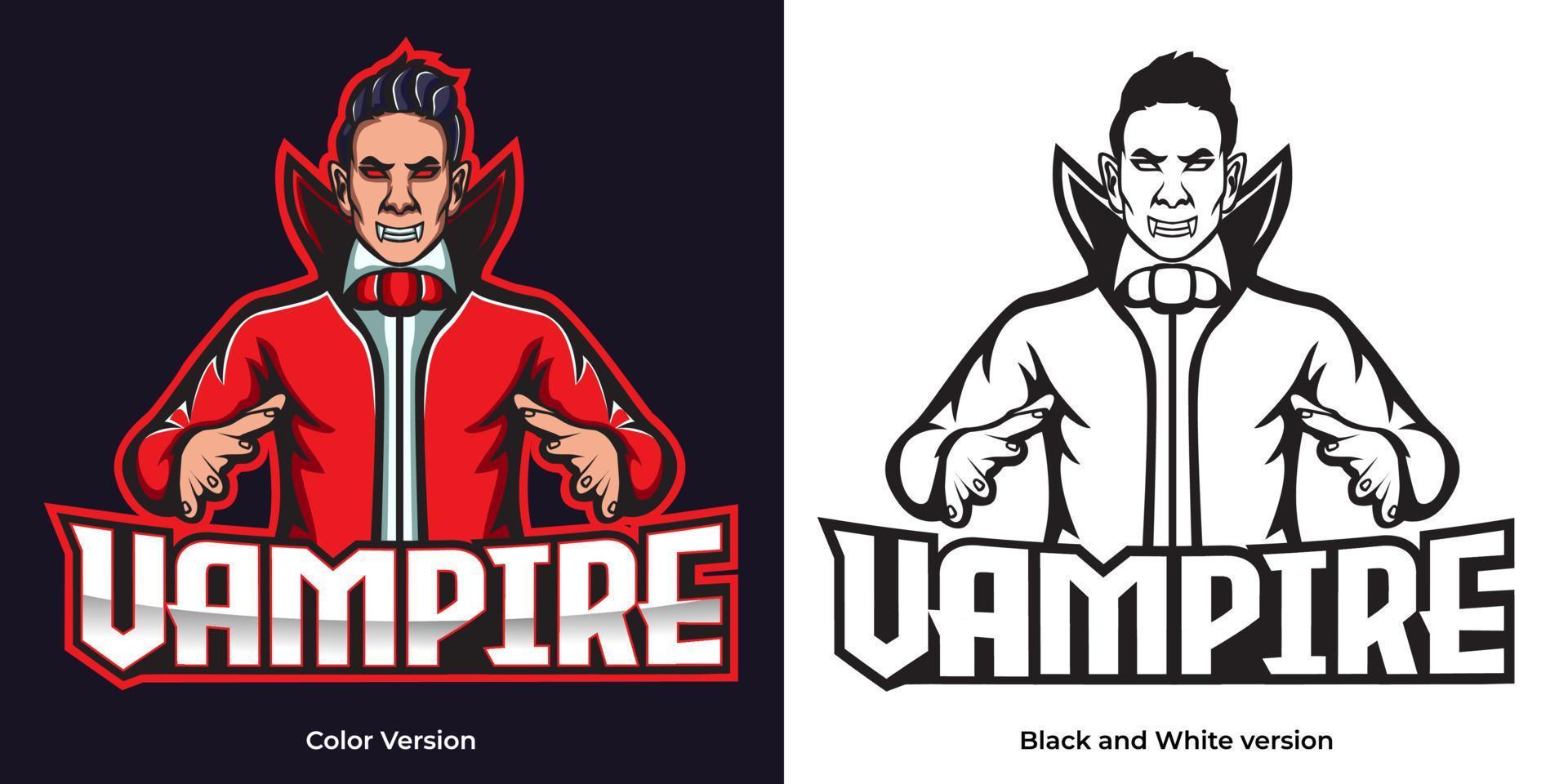 logo de mascotte de vampire pour les amateurs de jeux vecteur