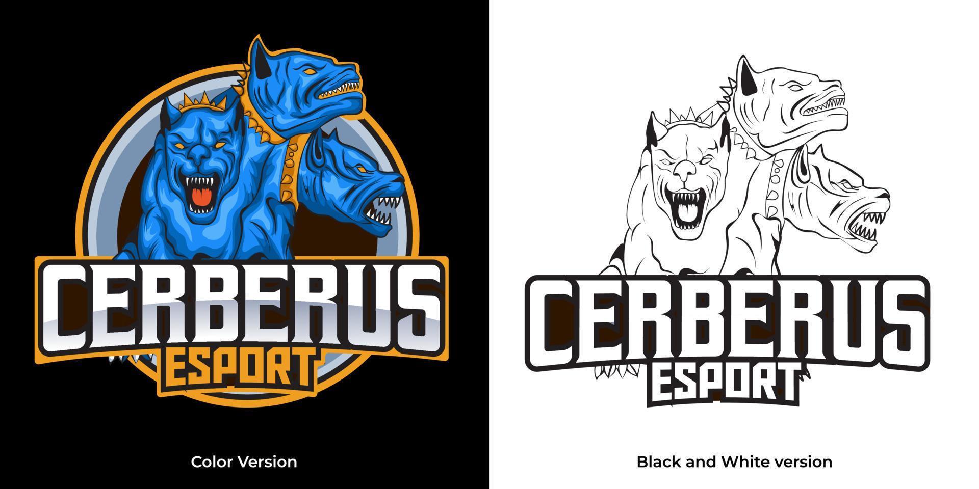 création de mascotte de logo esport cerberus vecteur