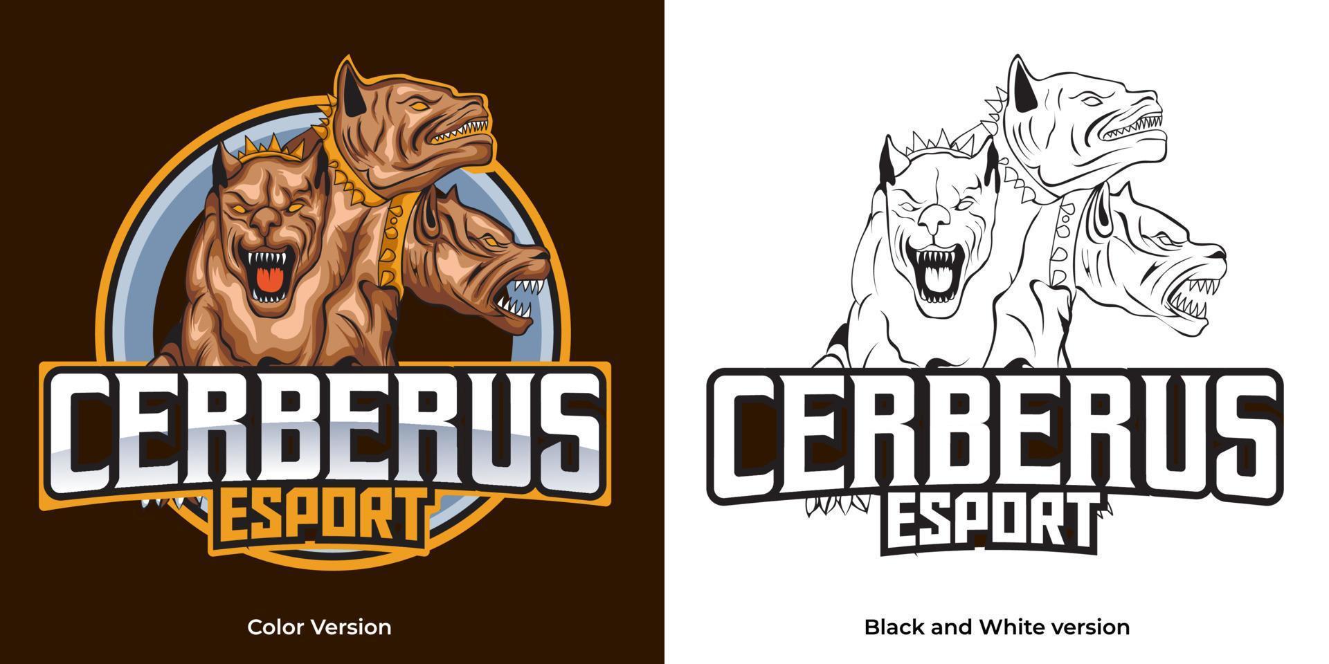 création de mascotte de logo esport cerberus vecteur