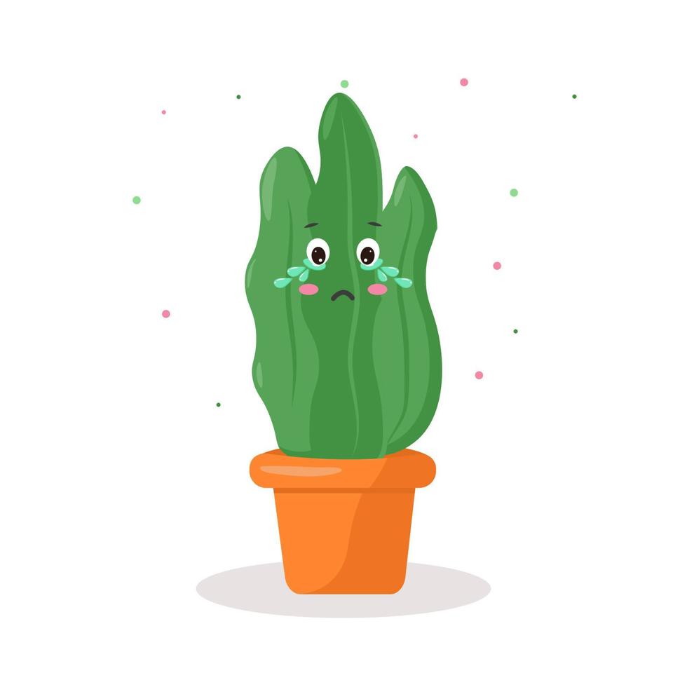 cactus de caractère dans un pot émotions kawaii vecteur