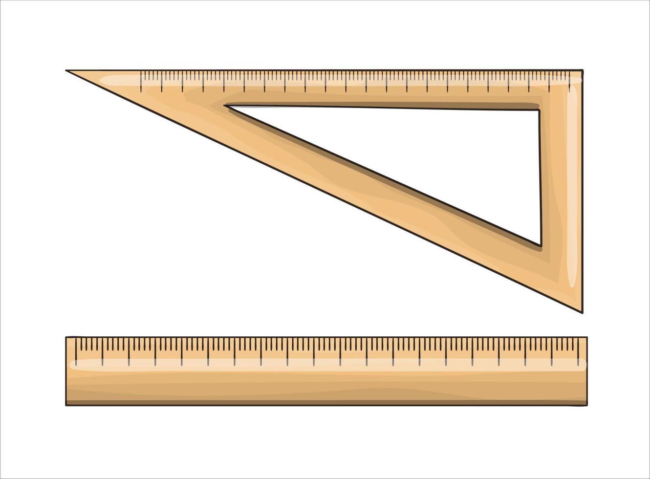 ensemble d'icônes de règle. papeterie de couleur vectorielle, matériel de mesure, fournitures de bureau ou scolaires isolés sur fond blanc. style de bande dessinée vecteur