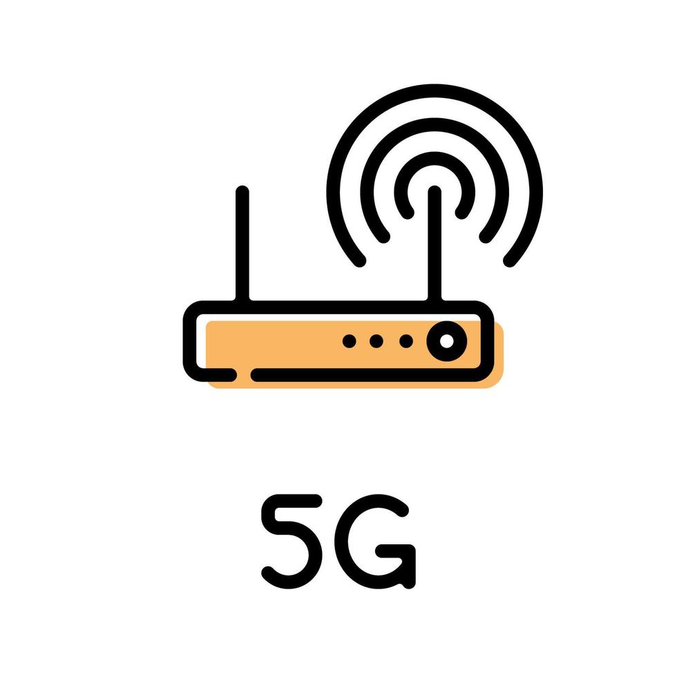 pictogramme de routeur de réseau sans fil 5g avec étiquette de texte vecteur