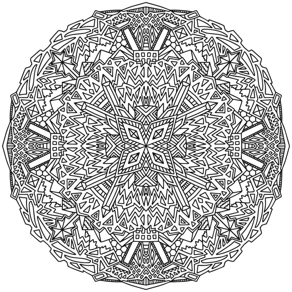 illustration vectorielle de mandala noir et blanc à colorier vecteur