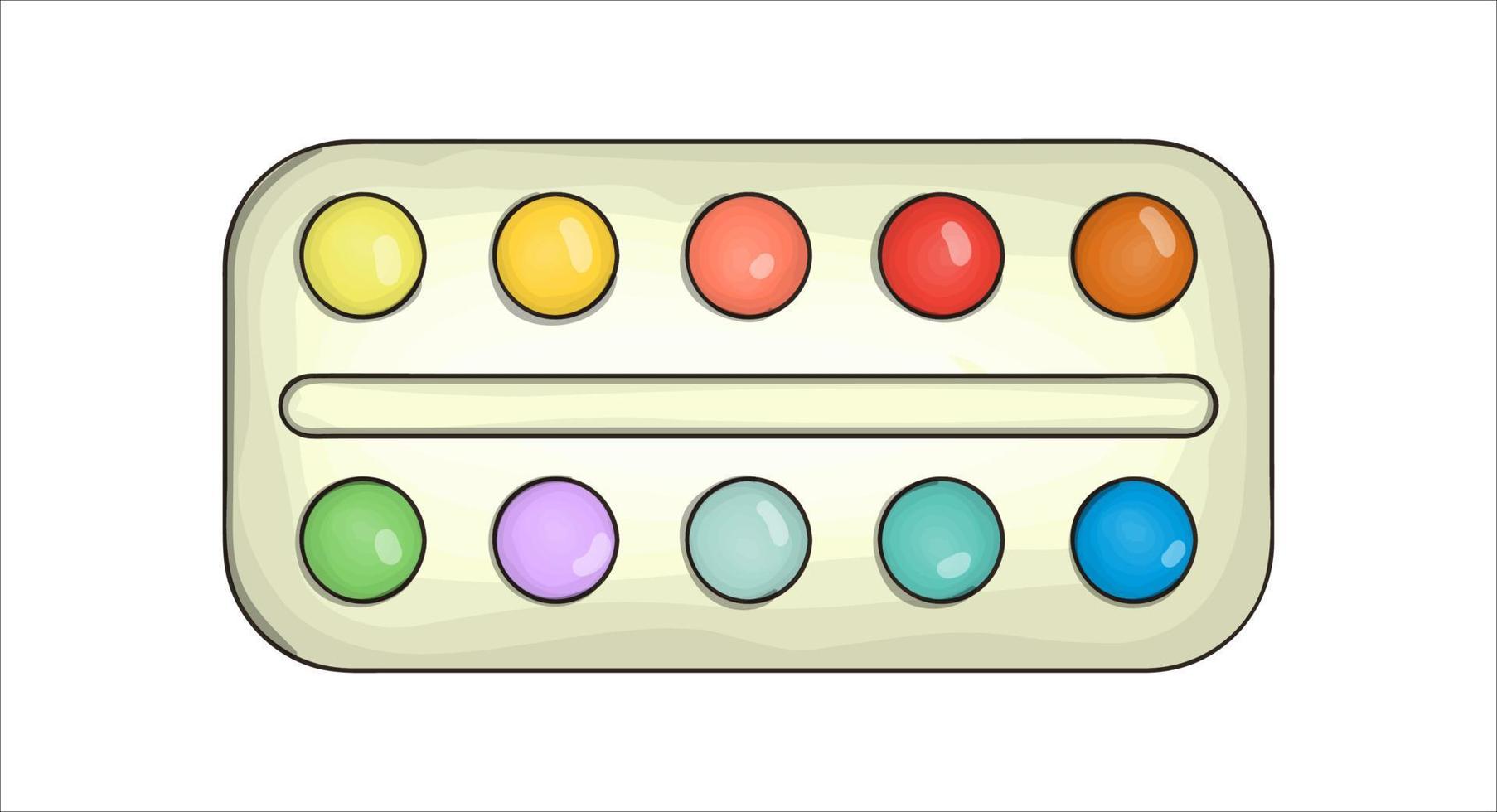 icône de la palette de peinture. papeterie de couleur vectorielle, matériel de dessin, fournitures de bureau ou scolaires isolés sur fond blanc. style de bande dessinée vecteur