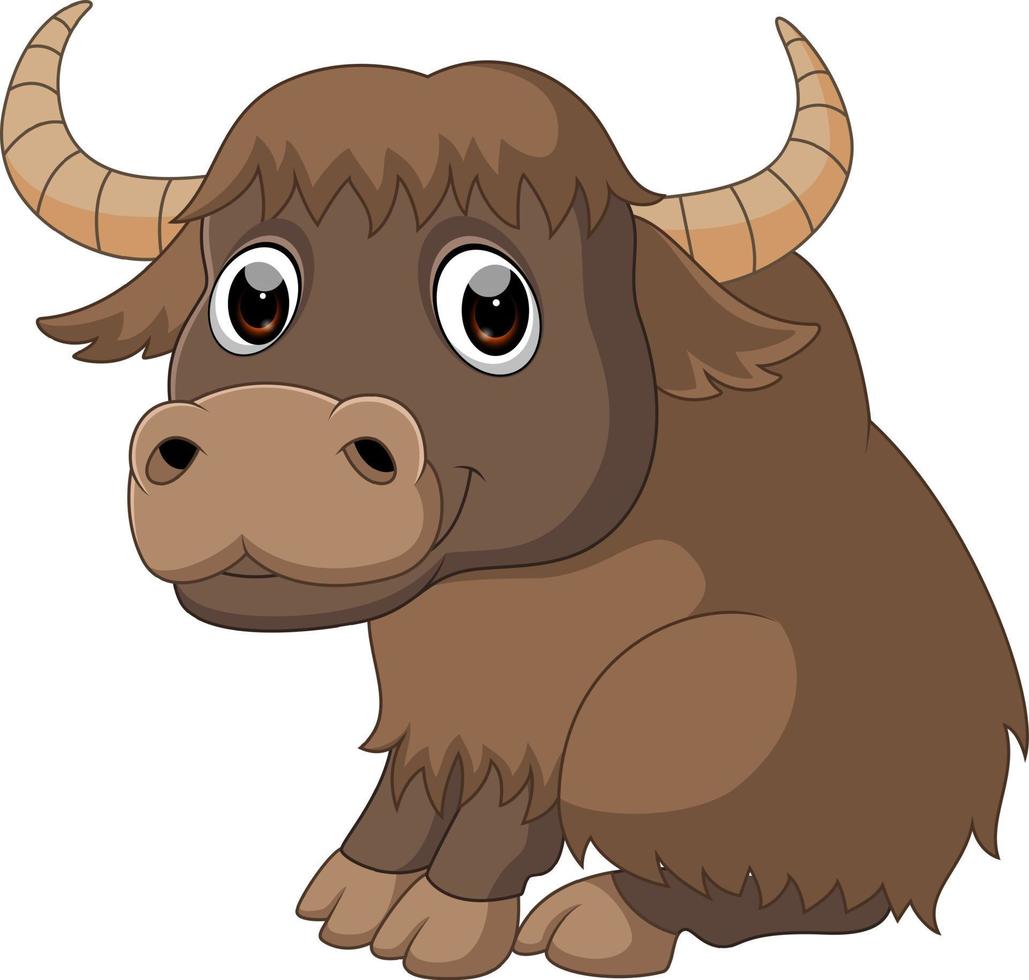 dessin animé mignon de yak vecteur