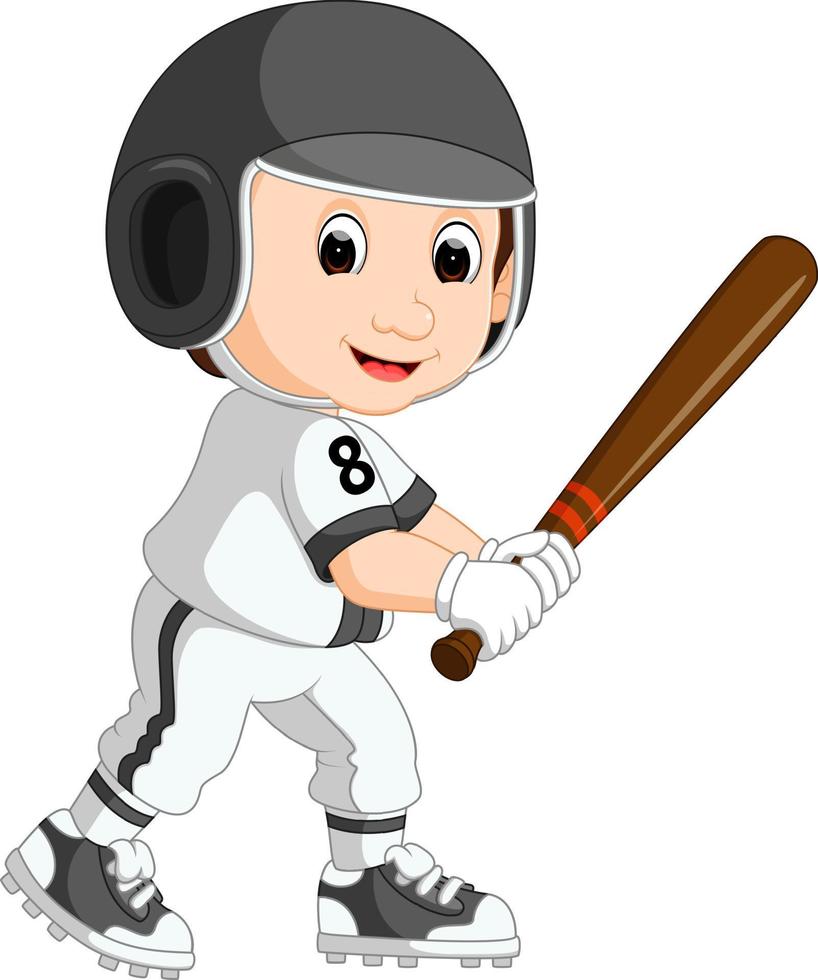 dessin animé enfant joueur de baseball vecteur