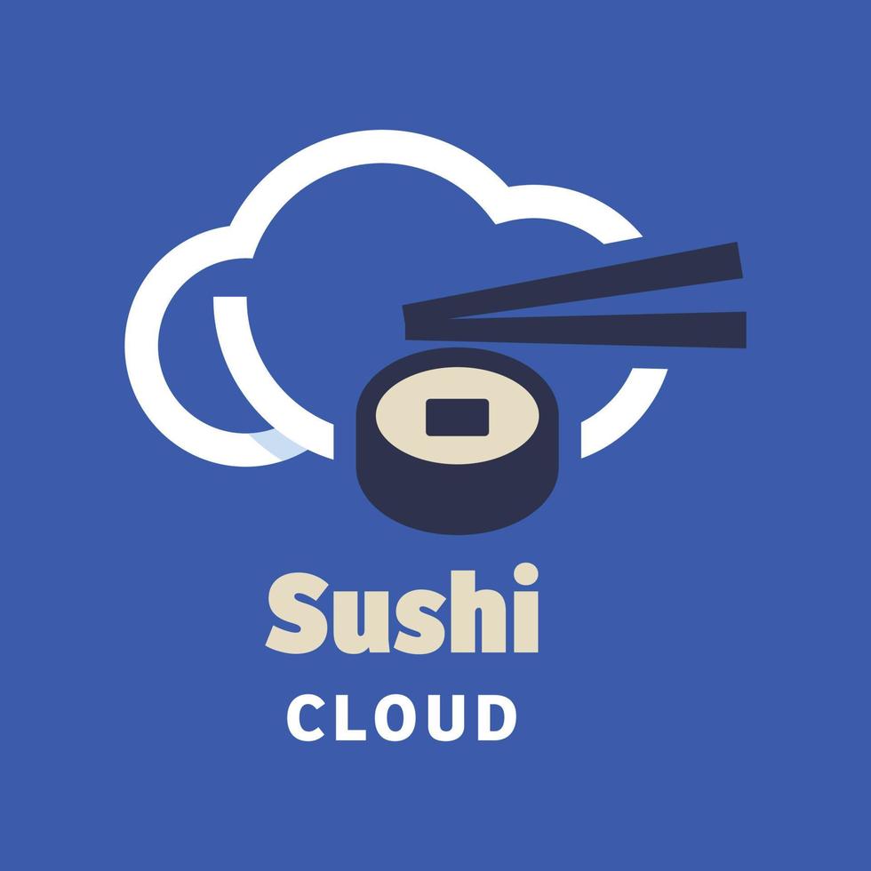 logo de nuage de sushi vecteur