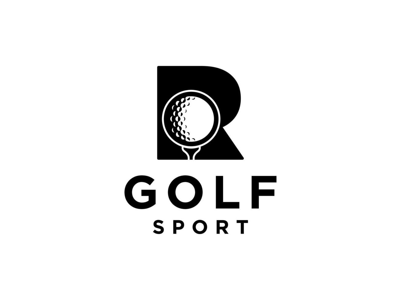 logo de sport de golf. lettre r pour le modèle vectoriel de conception de logo de golf.