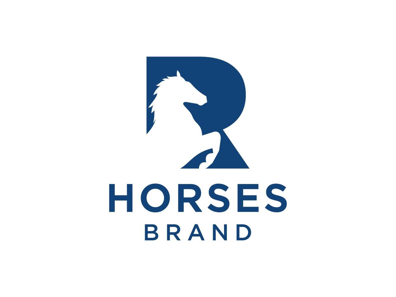 la conception du logo avec la lettre initiale r est combinée avec un symbole de tête de cheval moderne et professionnel vecteur