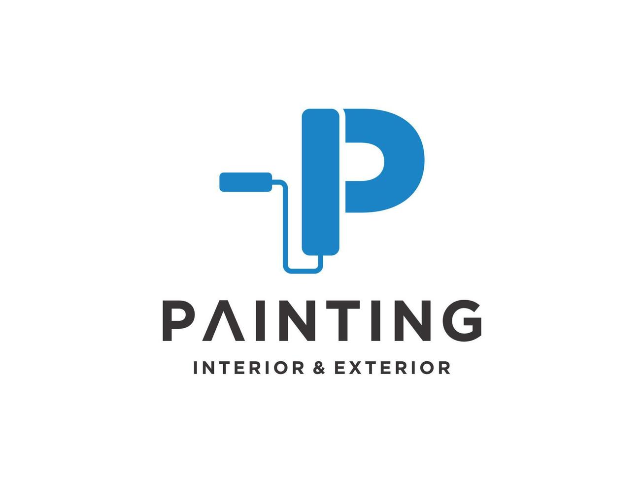 modèle de logo de peinture avec vecteur premium initial p concept