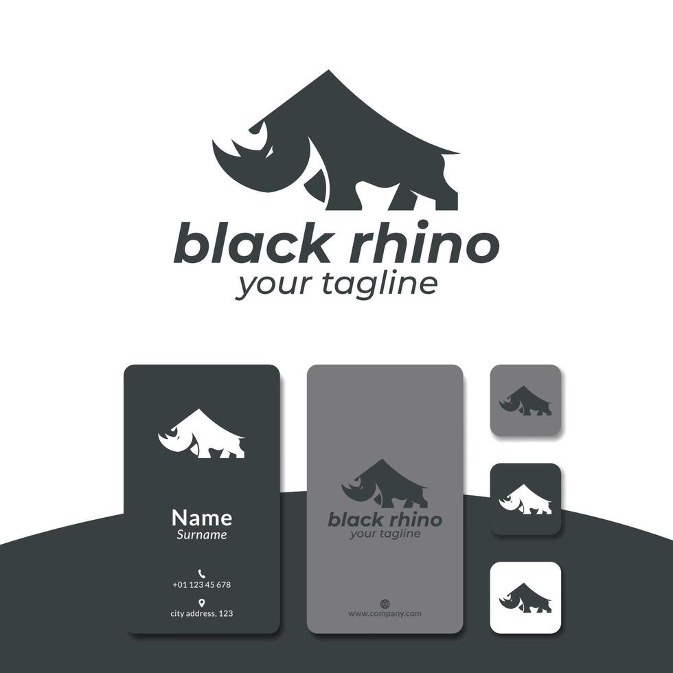 vecteur de conception de logo de rhinocéros en colère, plat, simple