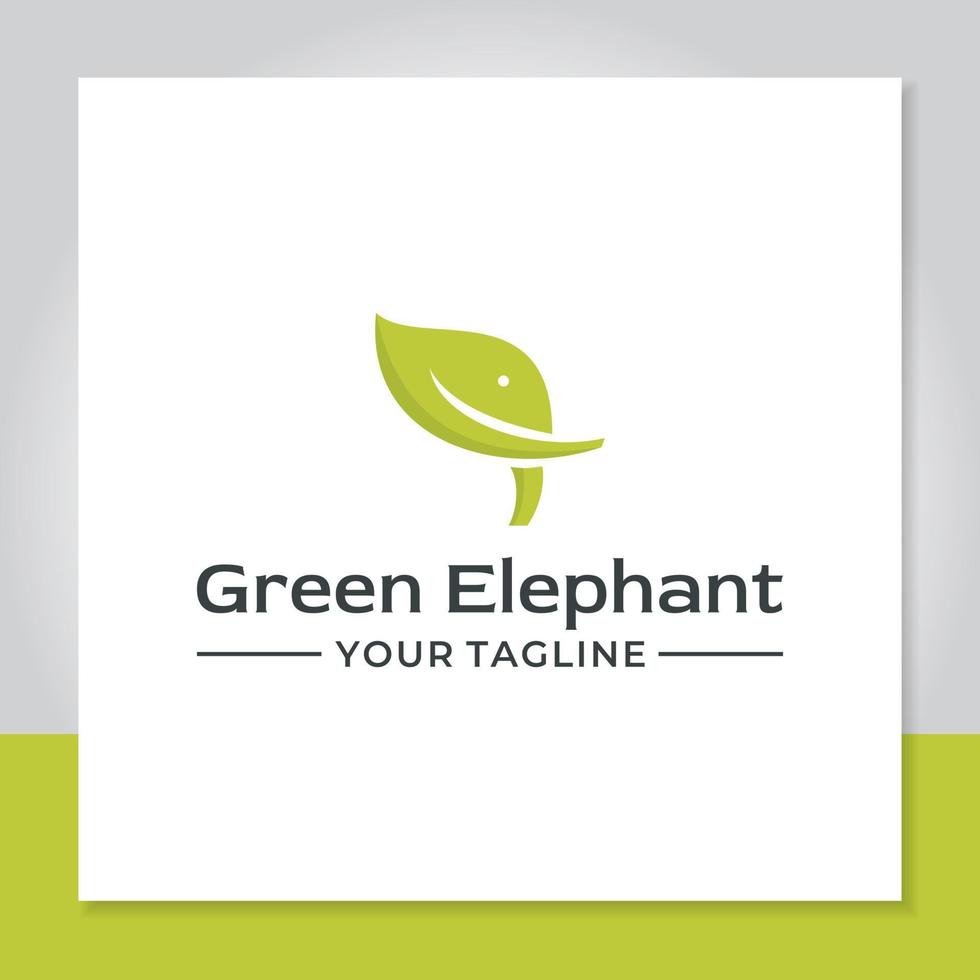 vecteur de conception de logo d'éléphant de feuille de tête.