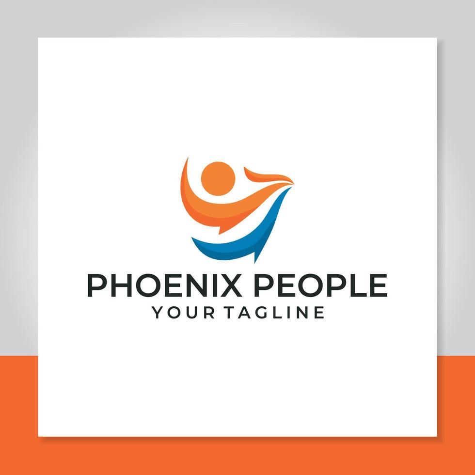 vecteur de conception de logo de personnes phoenix ou feu d'oiseau