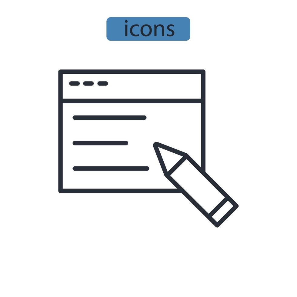 icônes de rédaction symboles éléments vectoriels pour le web infographique vecteur