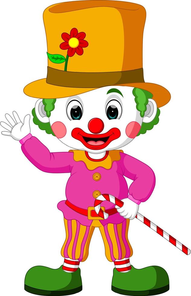 clown drôle utilisant un chapeau vecteur