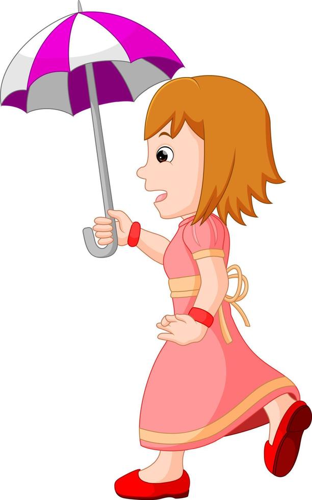 jeune fille avec un parapluie vecteur