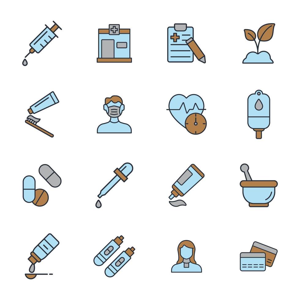 ensemble d'icônes de pharmacie. Éléments vectoriels de symbole de pack de pharmacie pour le web infographique vecteur