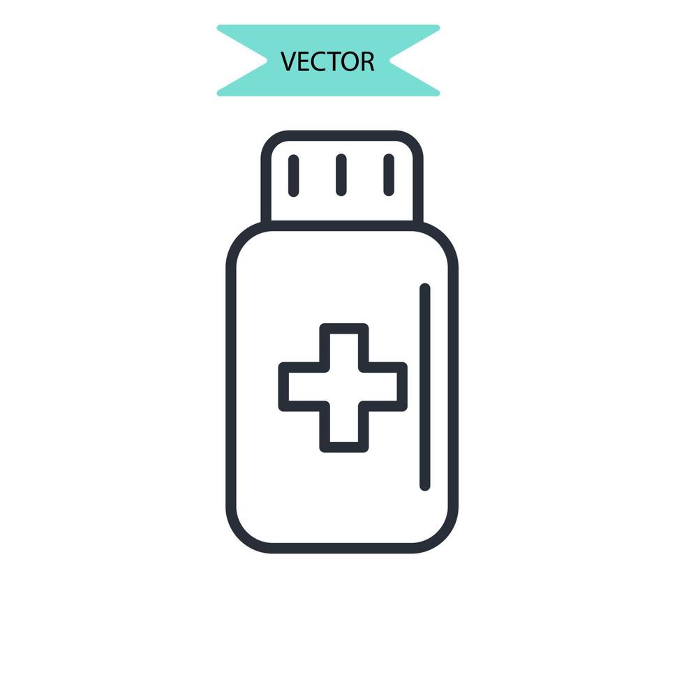pilules bouteille icônes symbole vecteur éléments pour infographie web