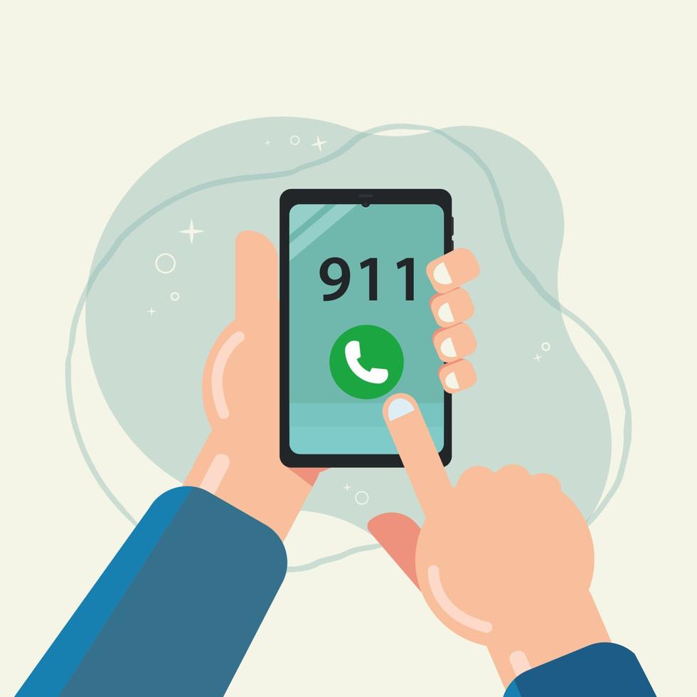 main tenir le téléphone, appeler le 911 concept illustration vectorielle vecteur