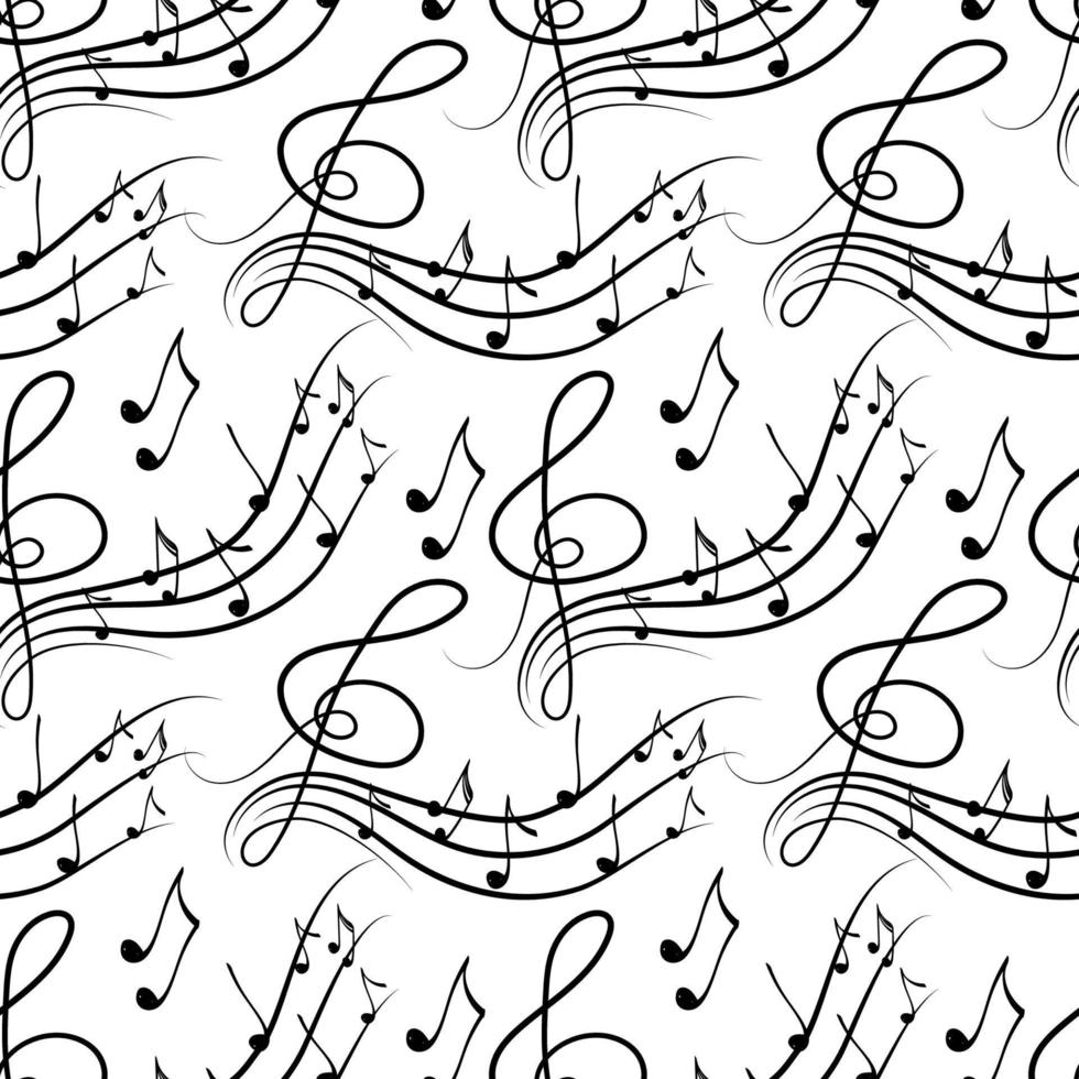 modèle sans couture de symboles musicaux, notes de musique, clé de violon. éléments de style doodle dessinés à la main. illustration vectorielle vecteur