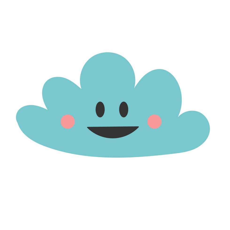 jolie impression dessinée à la main avec un nuage souriant heureux. illustration vectorielle simple. vecteur