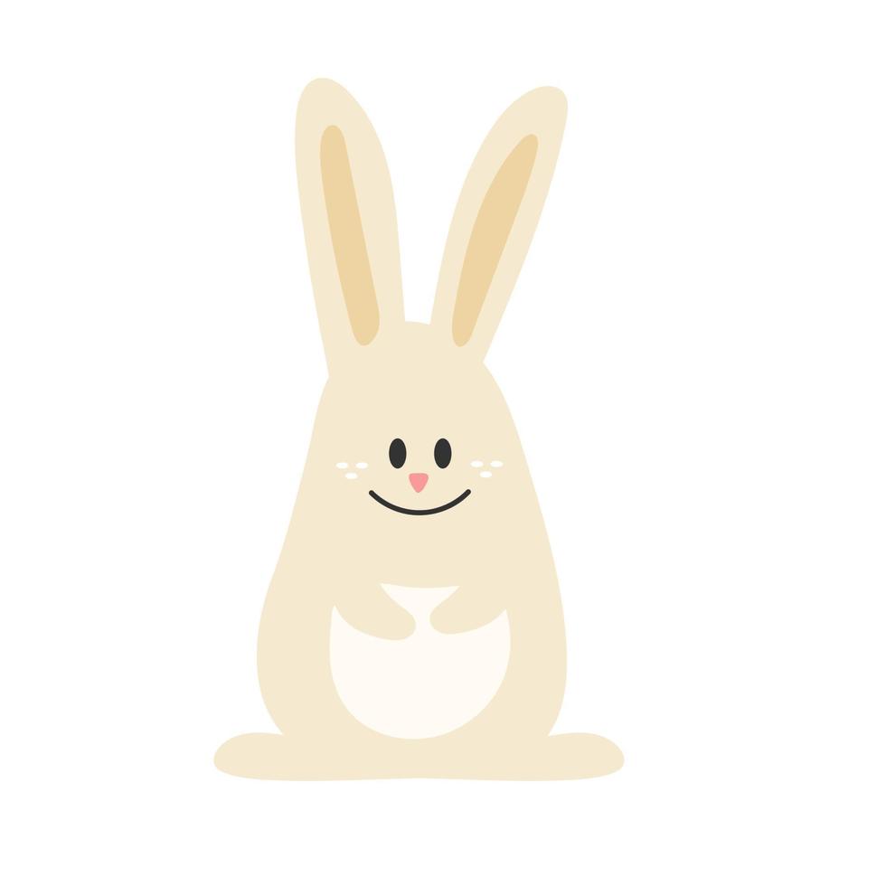 lièvre mignon isolé sur fond blanc. lapin drôle dessiné à la main. vecteur