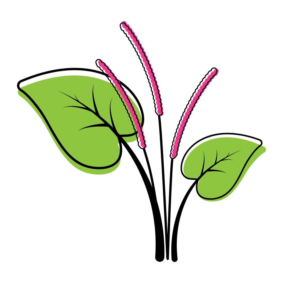 dessin animé fleur icône clip art contour pour les éléments de décoration dans la conception d'illustration animée de vecteur de couleur mignon