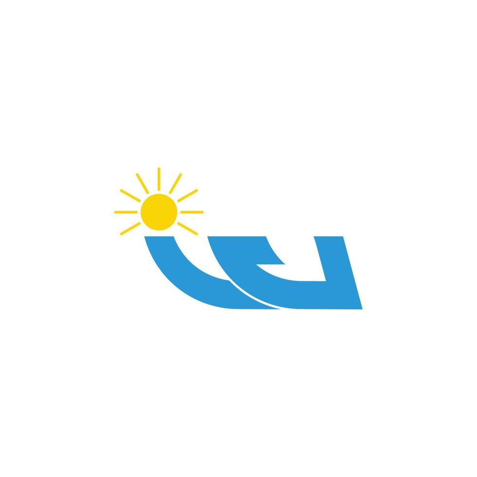 lettre w bleu vagues soleil flèche symbole logo vecteur
