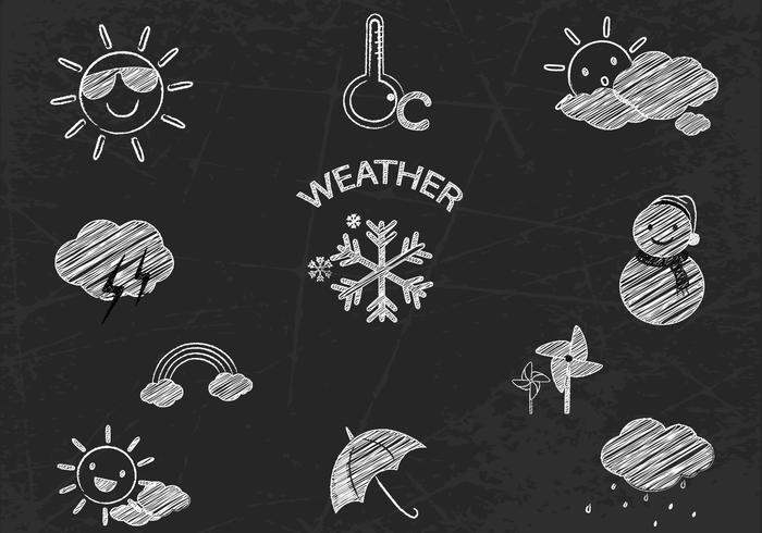 Jeu de vecteur d'icônes météo dessinés à la craie