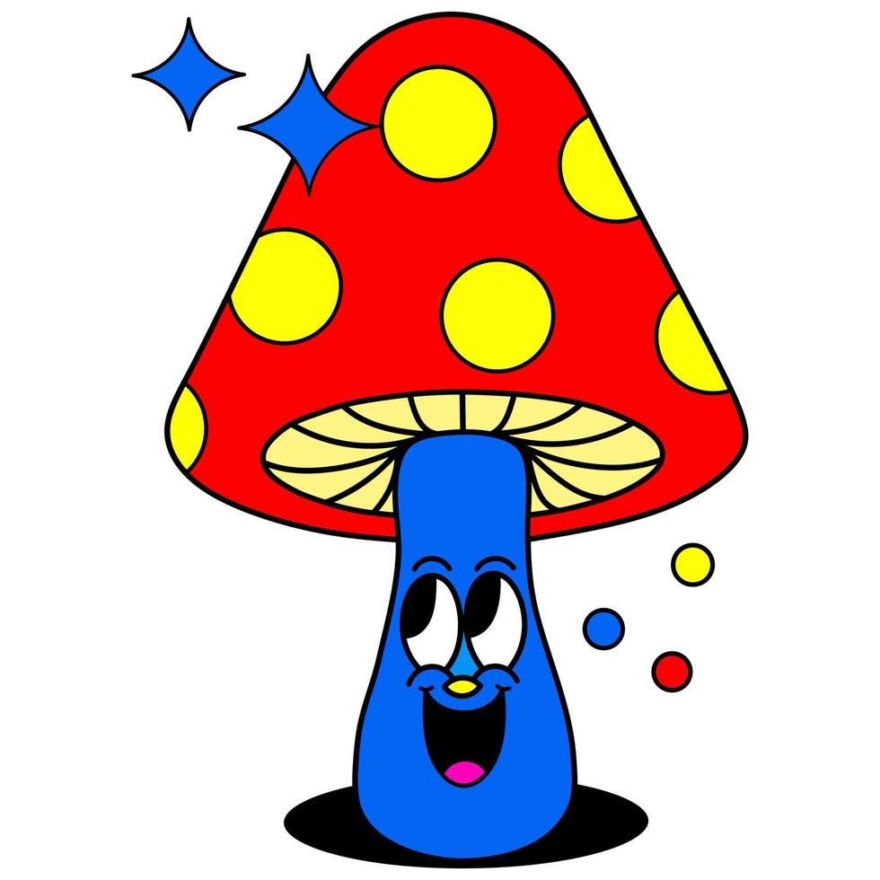 illustration vectorielle de champignon rouge et bleu, très mignon et mignon vecteur