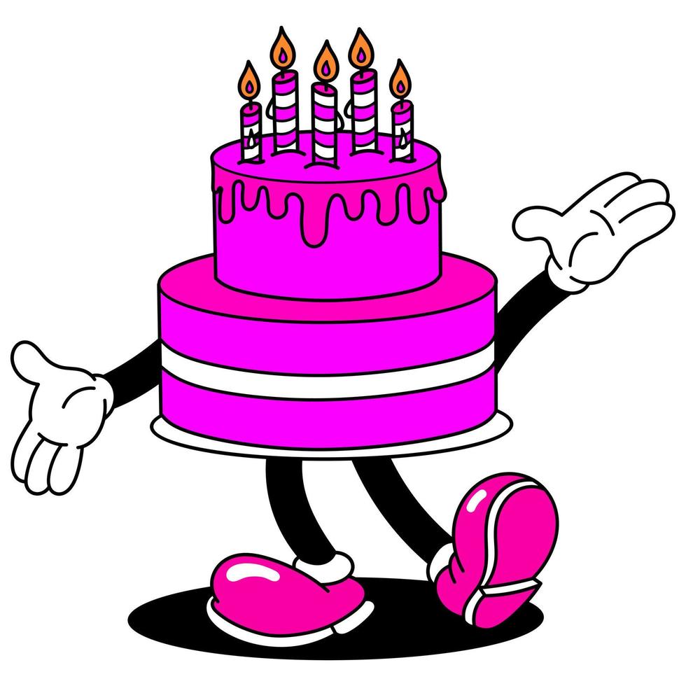 illustration vectorielle de personnage de dessin animé de gâteau d'anniversaire sur fond blanc vecteur